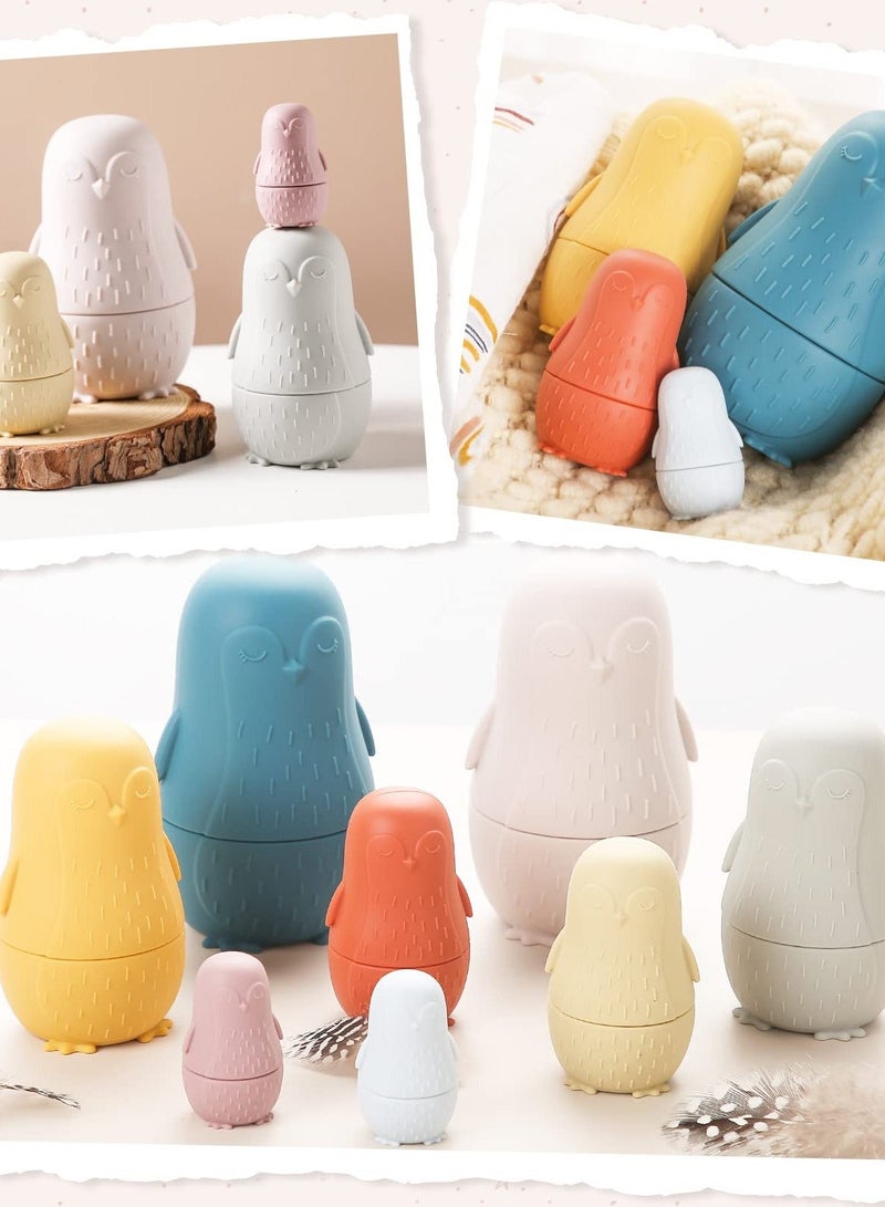 Nesting Dolls, Russian Silicone Nesting Dolls for Toddlers, Doll Montessori Educational Toy, Penguin Stacking Nesting Doll Toys, Gift for Kids 3 Years Up - Image 3